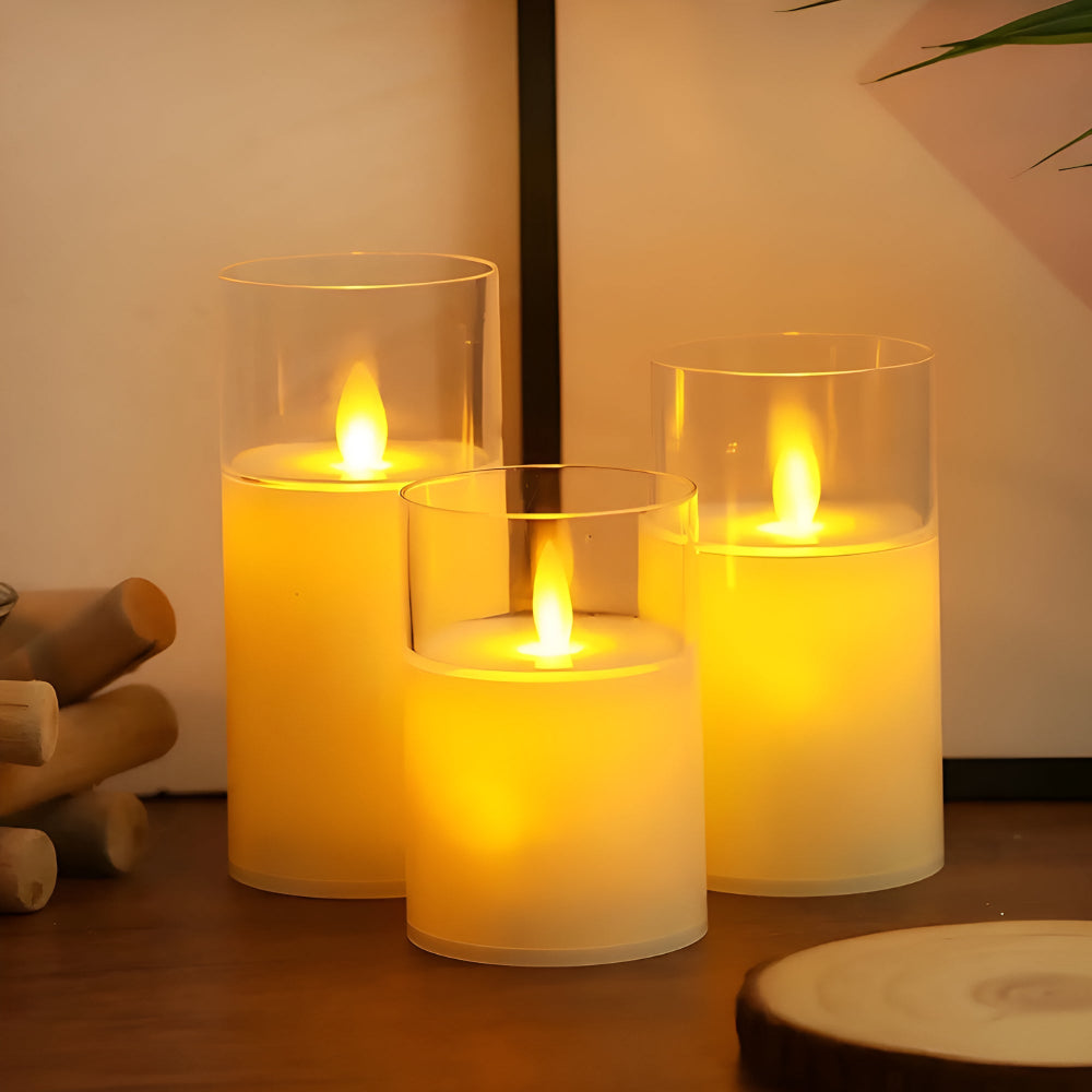 Velonaliving - 3D Flameless Candle - 3pcs Set