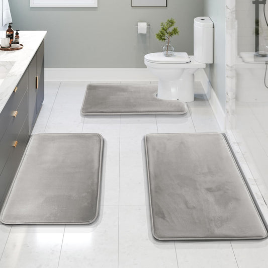 Velona 3-Piece Memory Foam Bath Mat Set